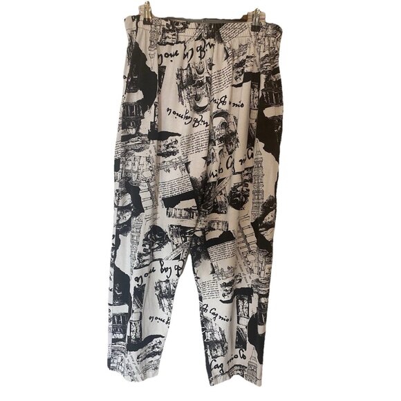 Vtg Sam Beach Michelangelo Hammer Baggy Pants Adjustable One Size Black White - Picture 2 of 16